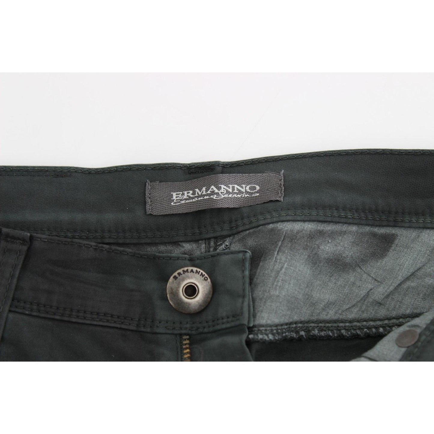 Green Slim Jeans Denim Pants Straight Leg Stretch - coffeewithmee2