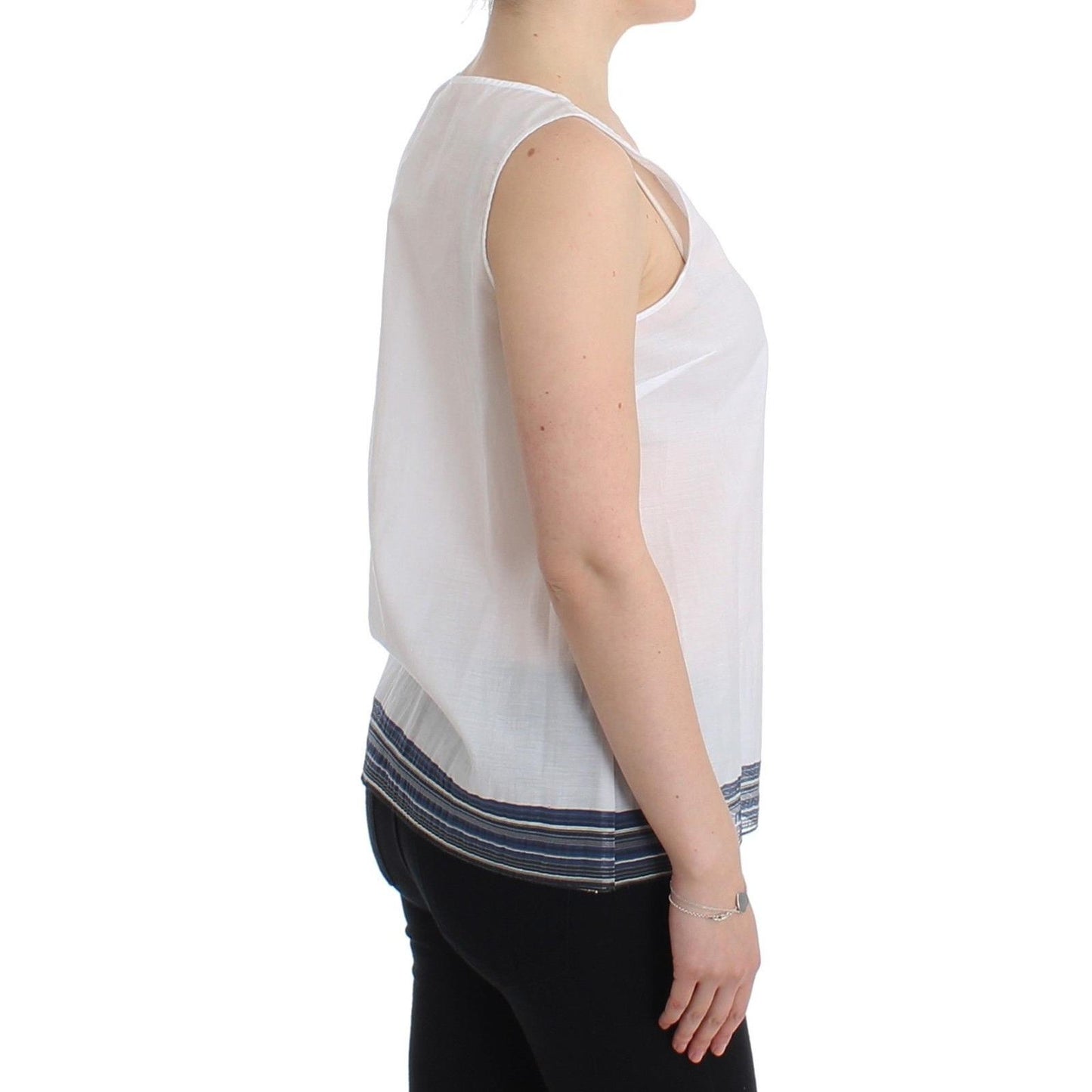 White Blue Top Blouse Tank Shirt Sleeveless - coffeewithmee2