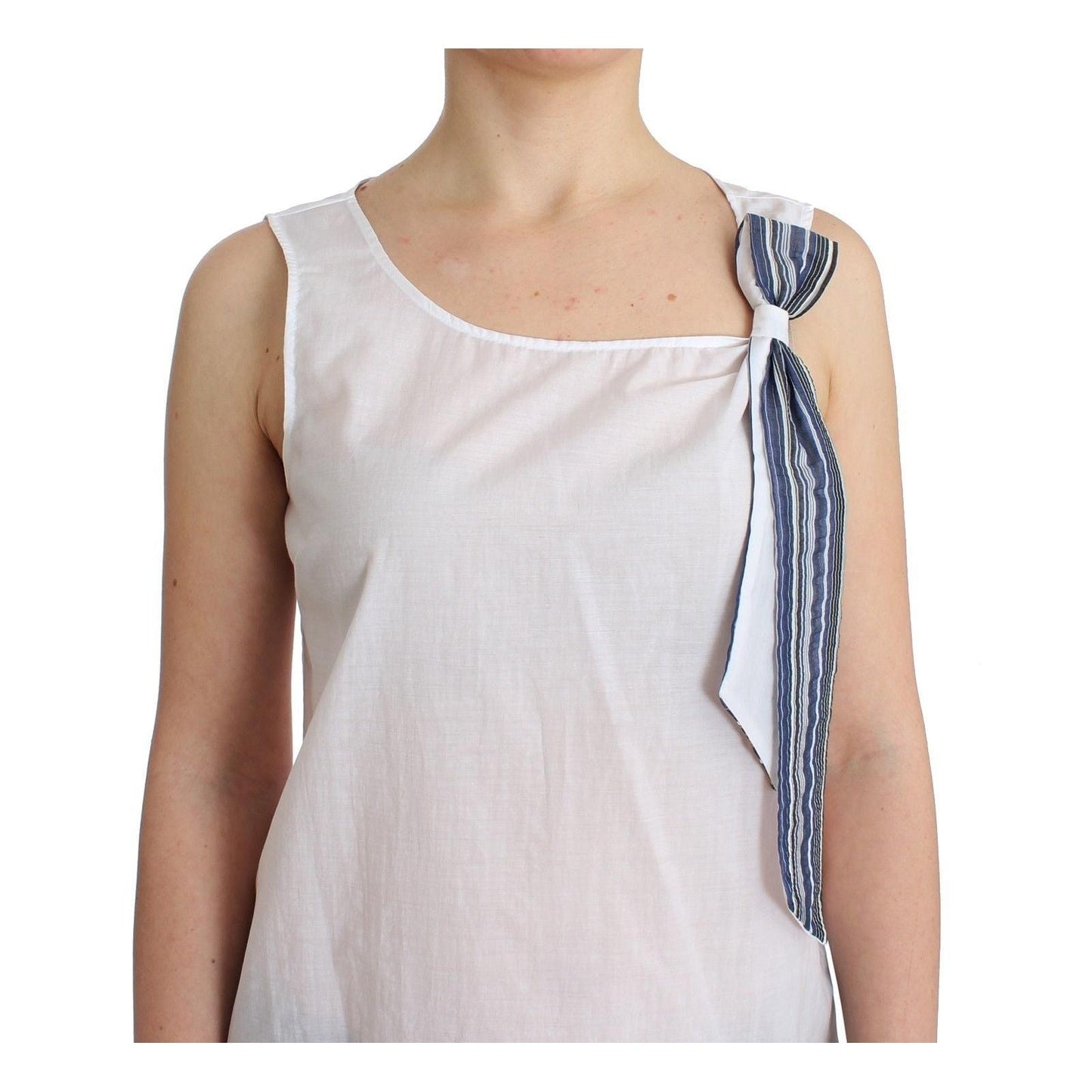 White Blue Top Blouse Tank Shirt Sleeveless - coffeewithmee2