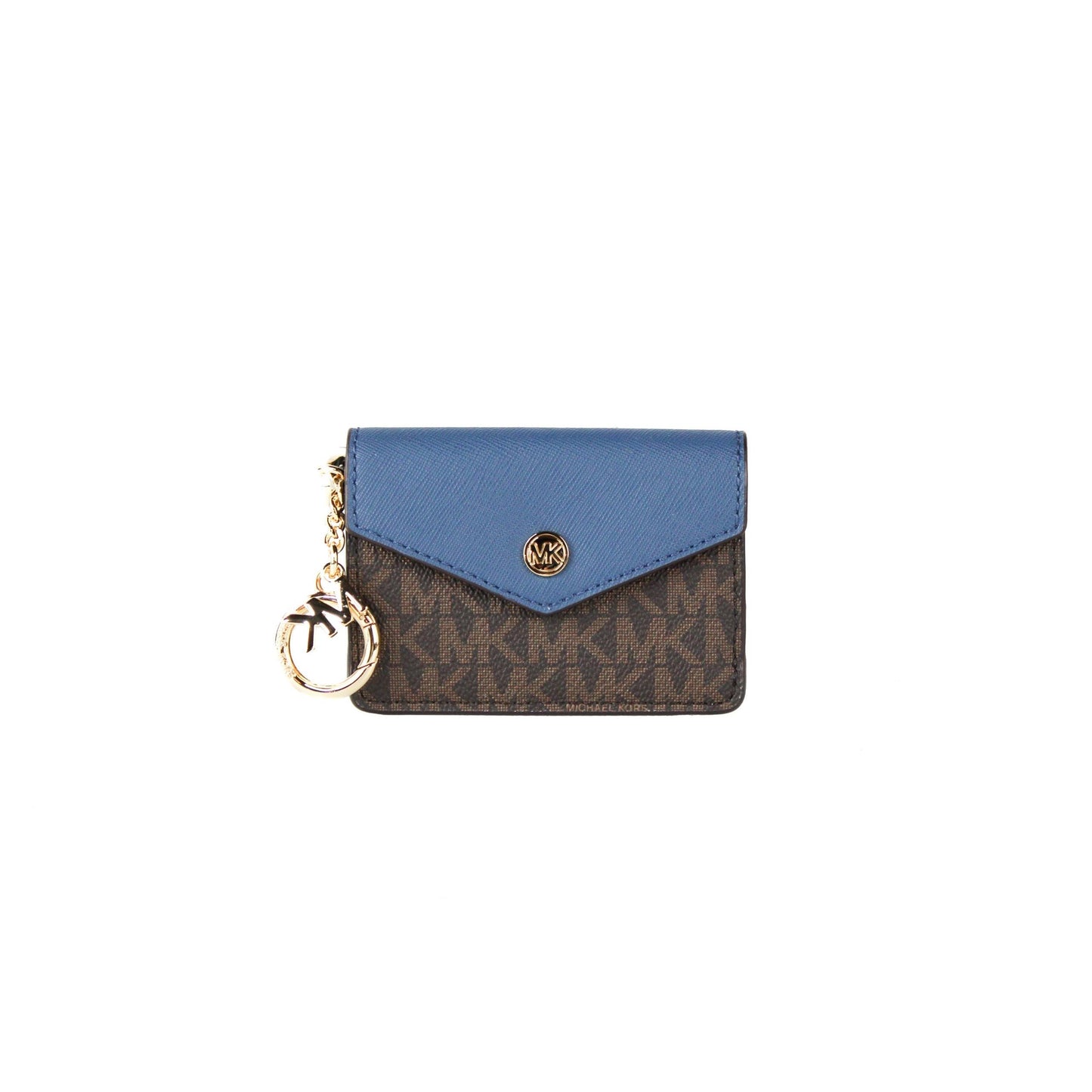 Kala Small Signature Leather Flap Key Ring Card Case (Dark Chambray) - coffeewithmee2