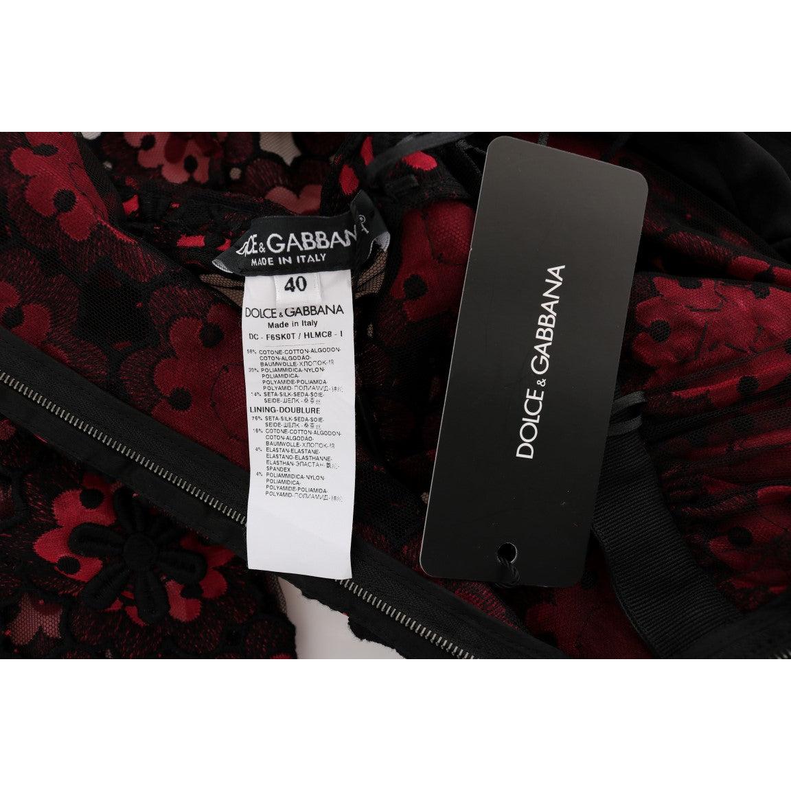 Red Floral Ricamo A-Line Shift Dress - coffeewithmee2