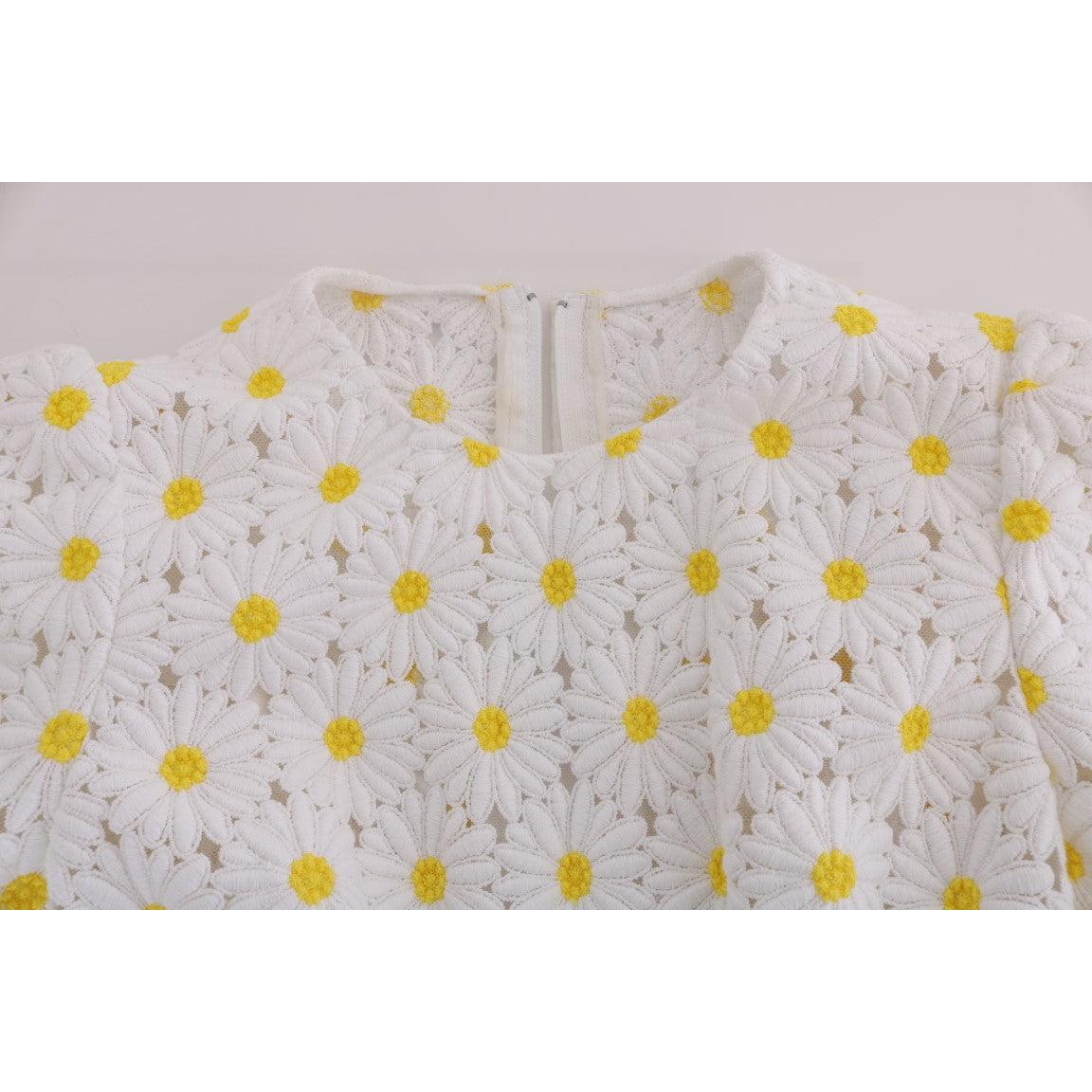 White Sunflower Ricamo Sheath Dress - coffeewithmee2