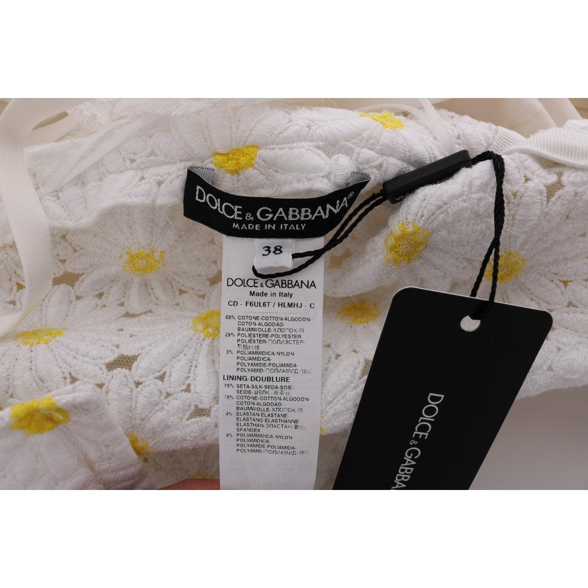 White Sunflower Ricamo Sheath Dress - coffeewithmee2
