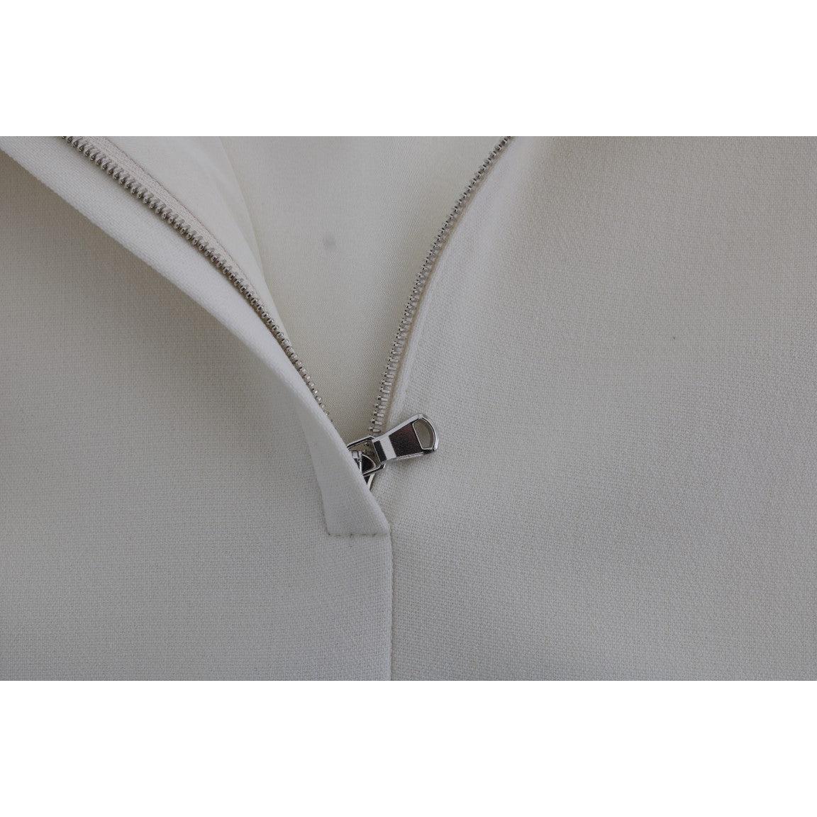 White Wool Stretch Brooch Shift Dress - coffeewithmee2