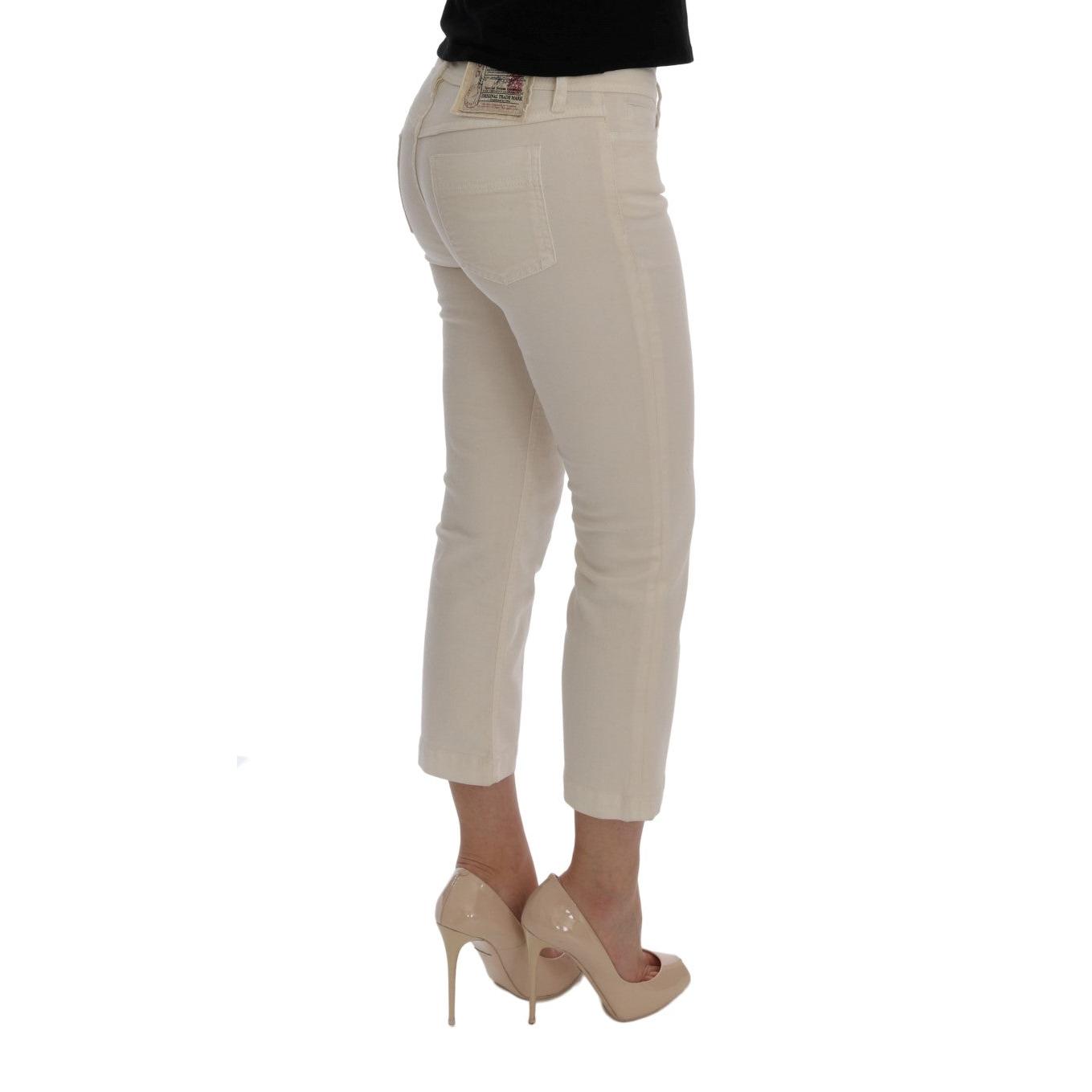 White Cotton GLAMOUR Capri Jeans - coffeewithmee2