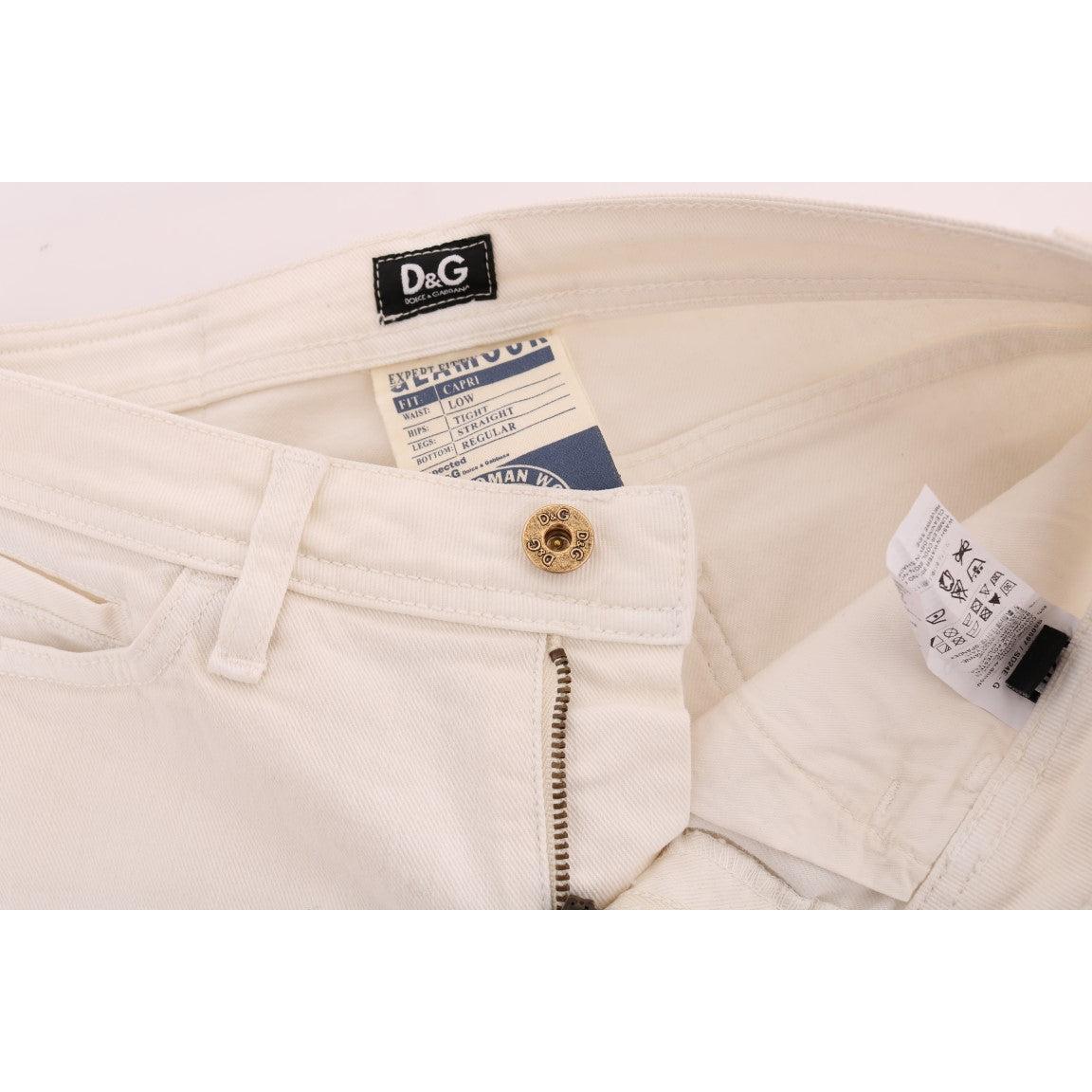 White Cotton GLAMOUR Capri Jeans - coffeewithmee2