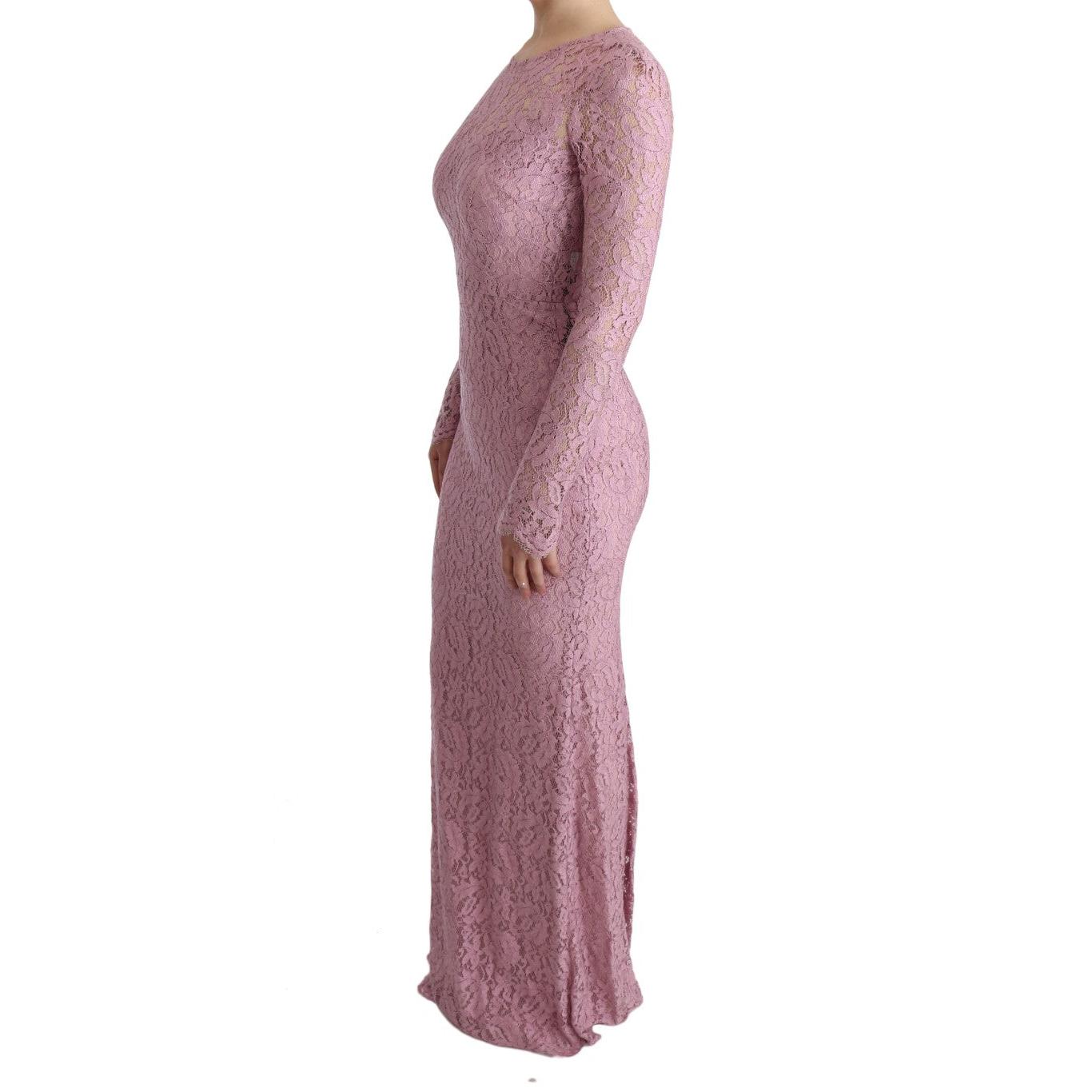 Pink Floral Lace Sheath Long Dress - coffeewithmee2