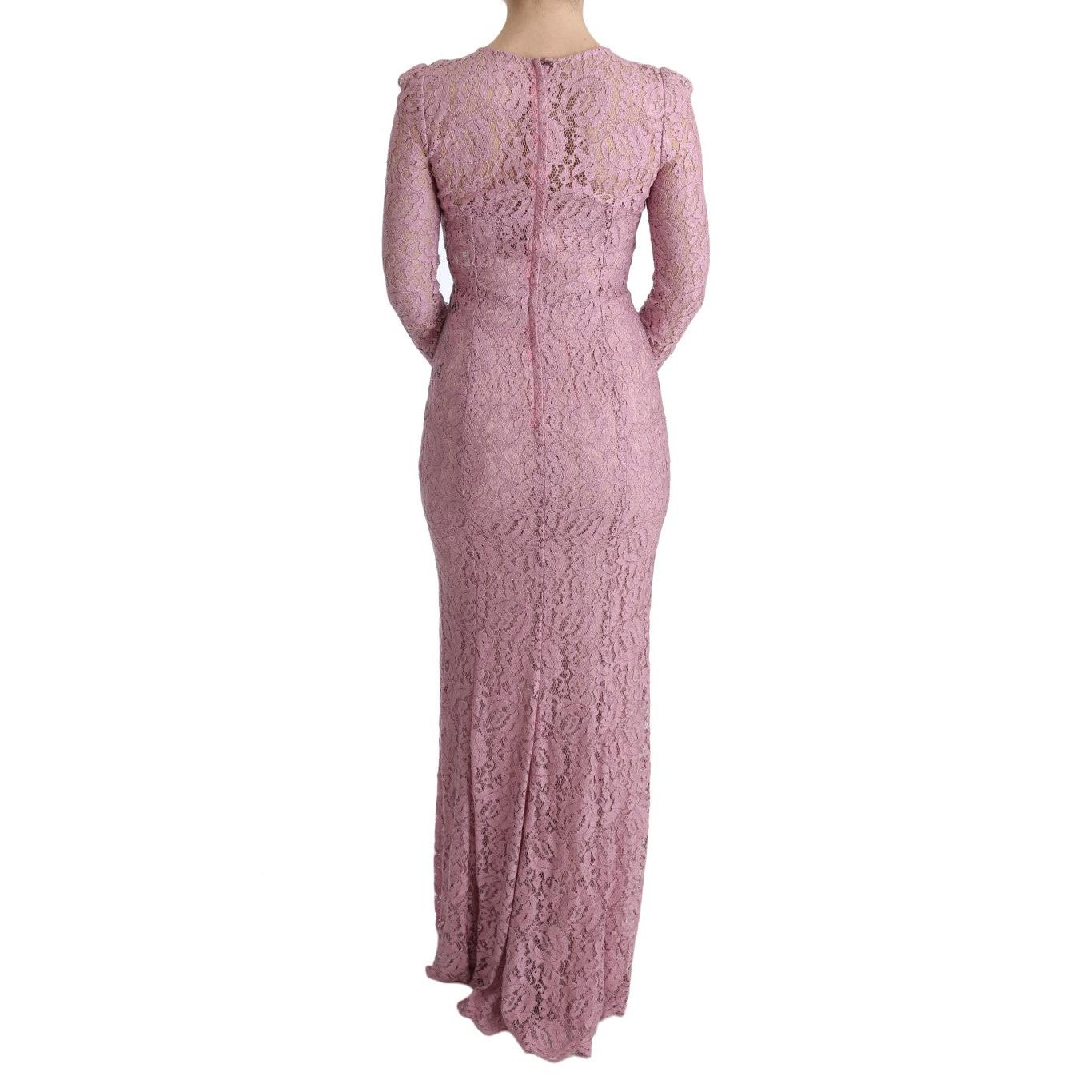 Pink Floral Lace Sheath Long Dress - coffeewithmee2