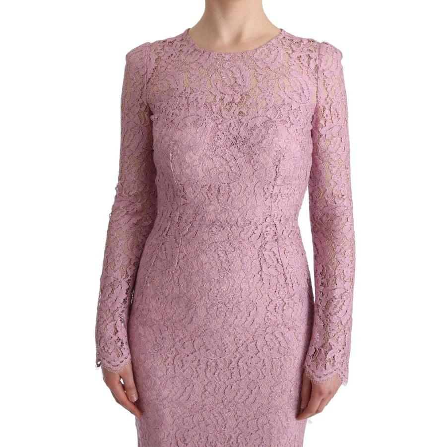 Pink Floral Lace Sheath Long Dress - coffeewithmee2