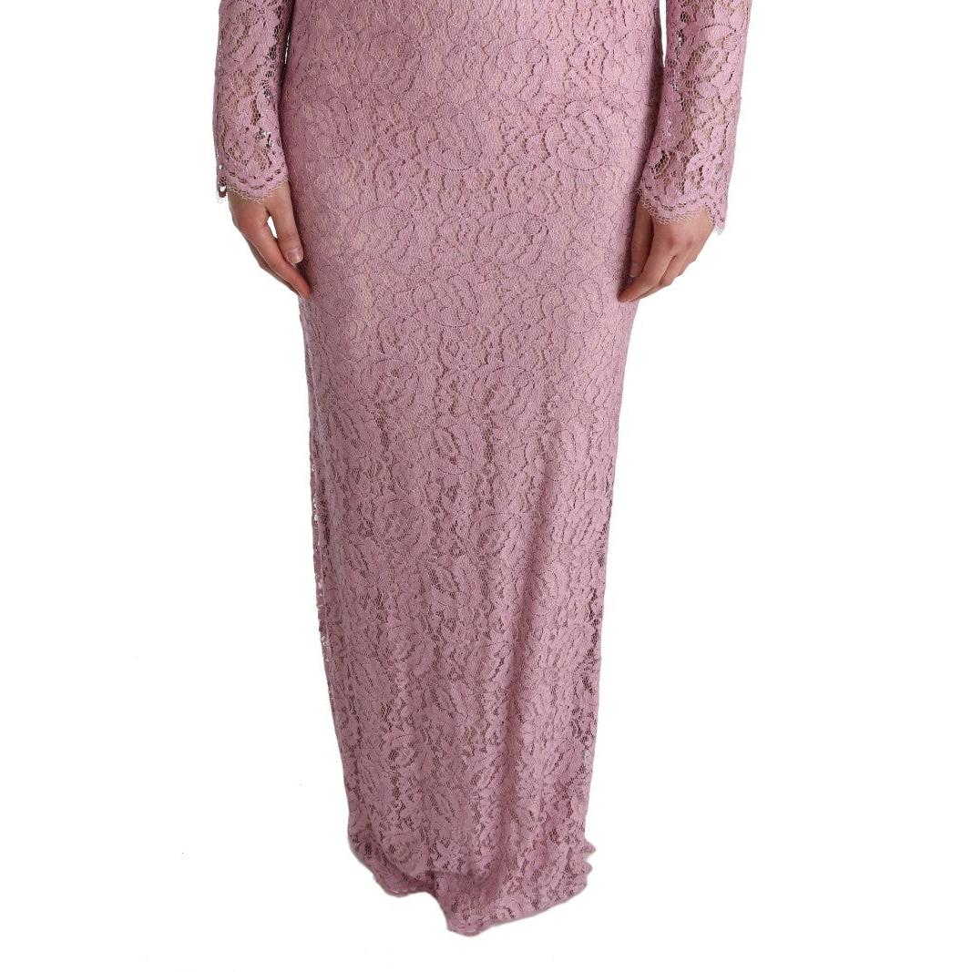 Pink Floral Lace Sheath Long Dress - coffeewithmee2