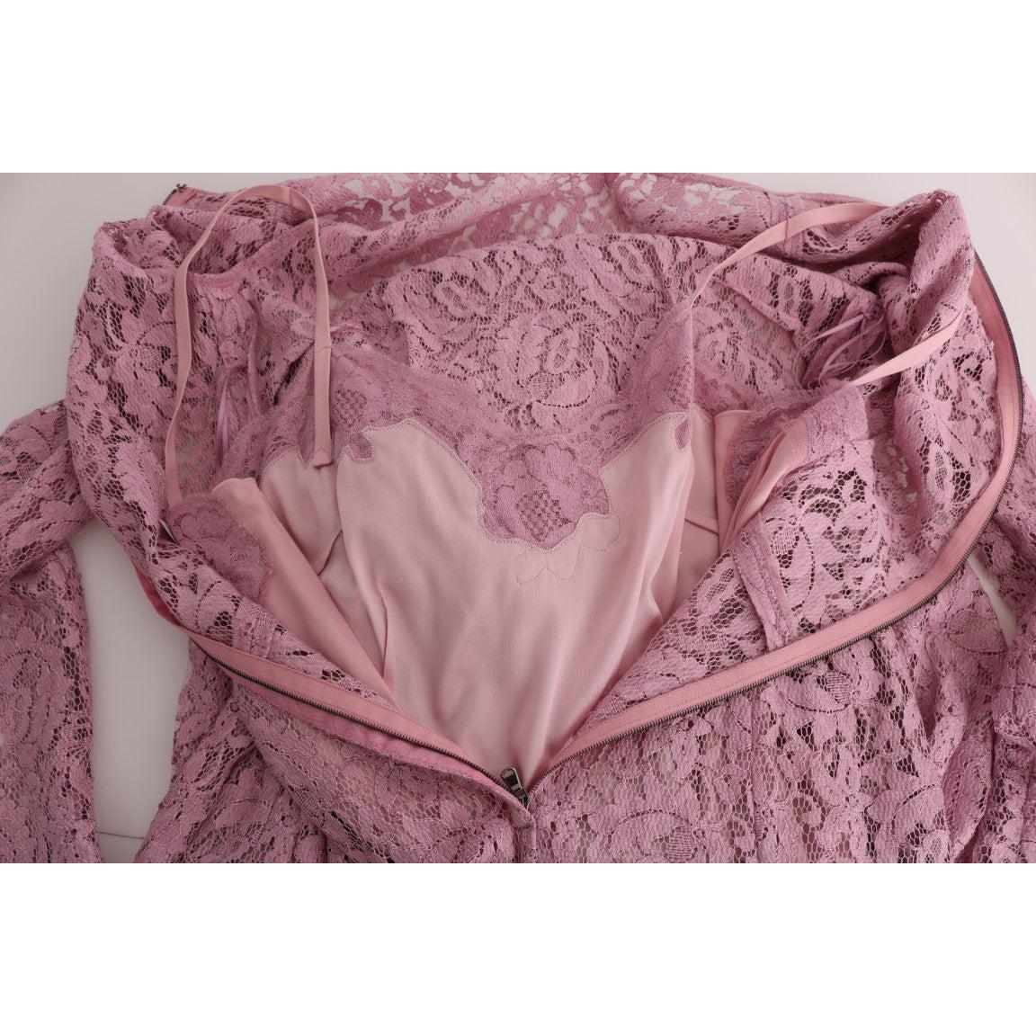 Pink Floral Lace Sheath Long Dress - coffeewithmee2