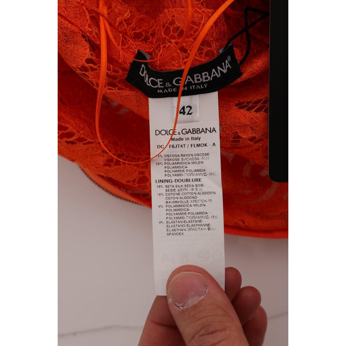 Orange Floral Ricamo Sheath Long Dress - coffeewithmee2