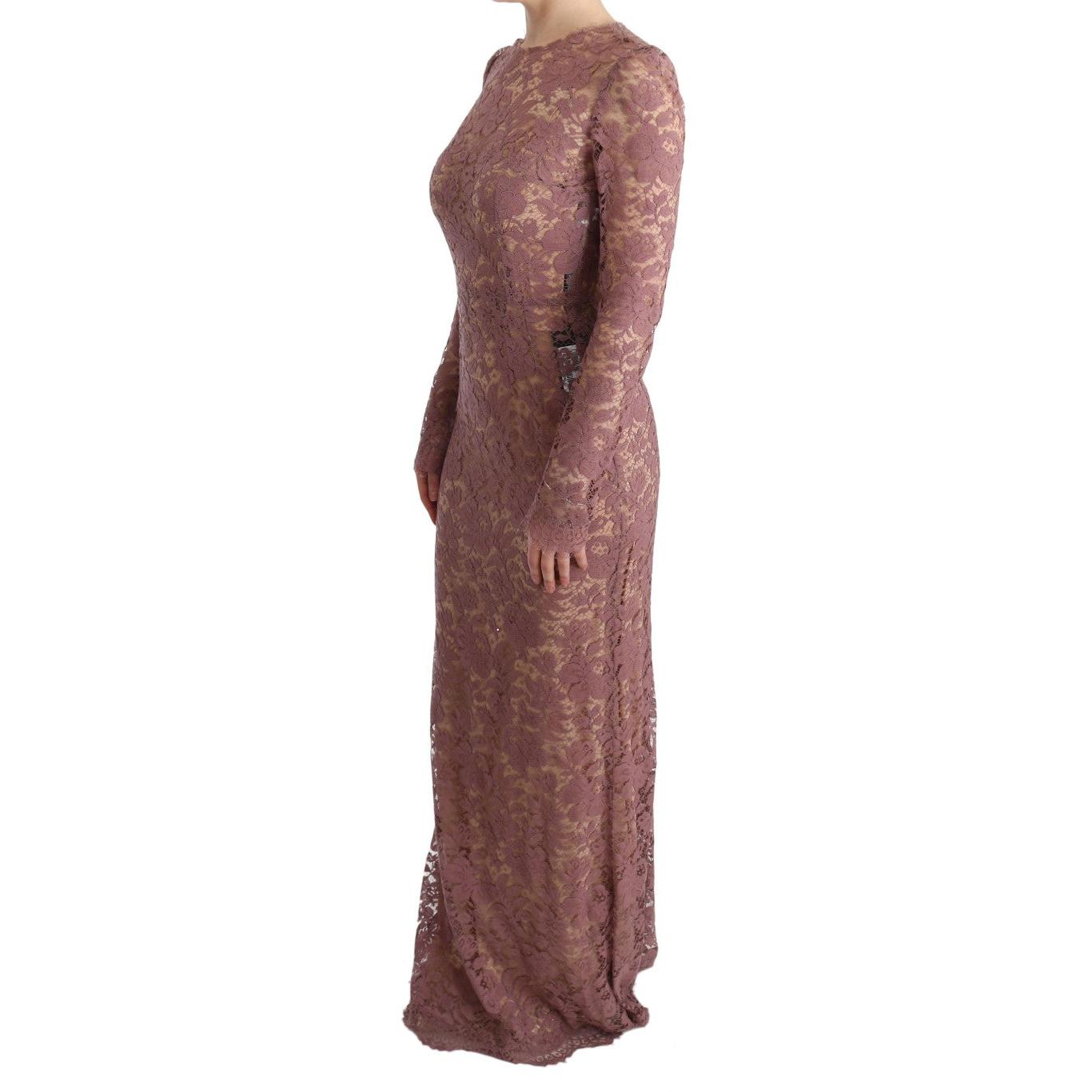 Pink Floral Lace Sheath Long Dress - coffeewithmee2