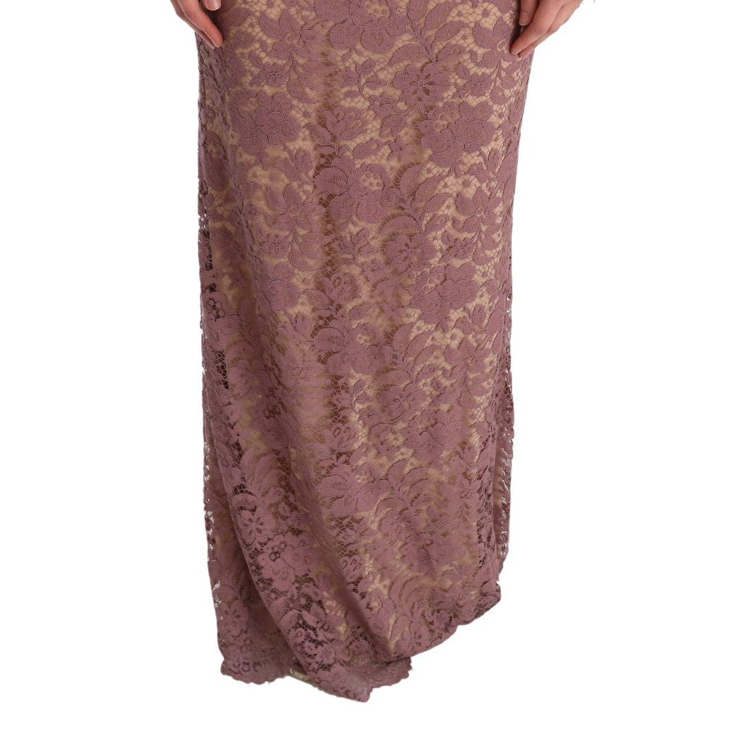 Pink Floral Lace Sheath Long Dress - coffeewithmee2