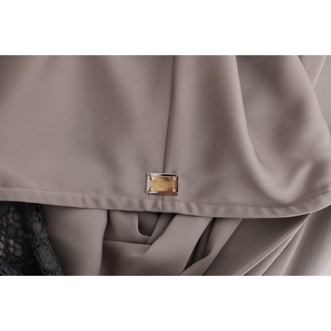 Gray Floral Applique Lace Kaftan Dress - coffeewithmee2