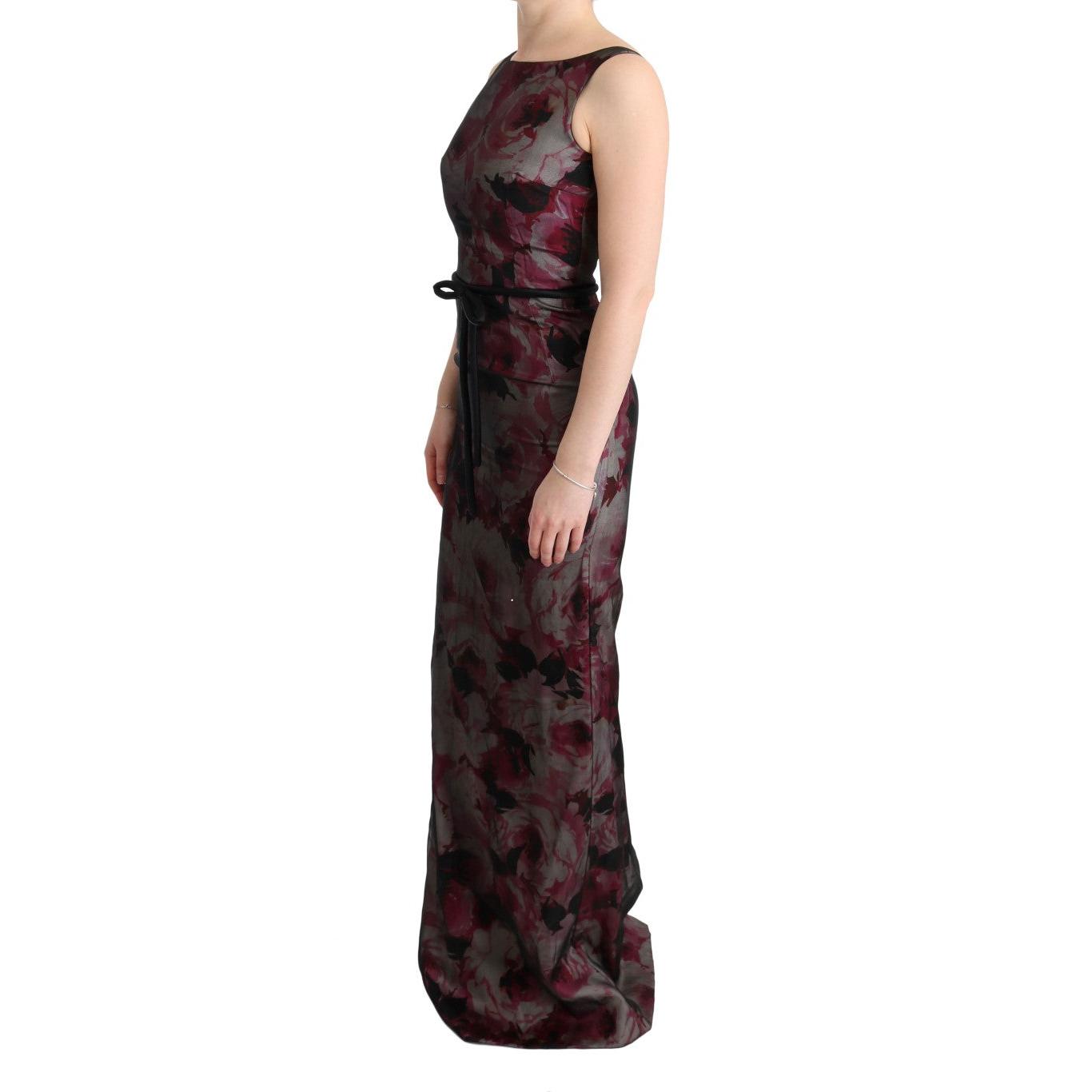 Roses Silk Stretch Sheath Long Dress - coffeewithmee2