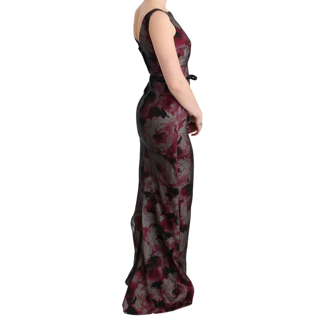 Roses Silk Stretch Sheath Long Dress - coffeewithmee2
