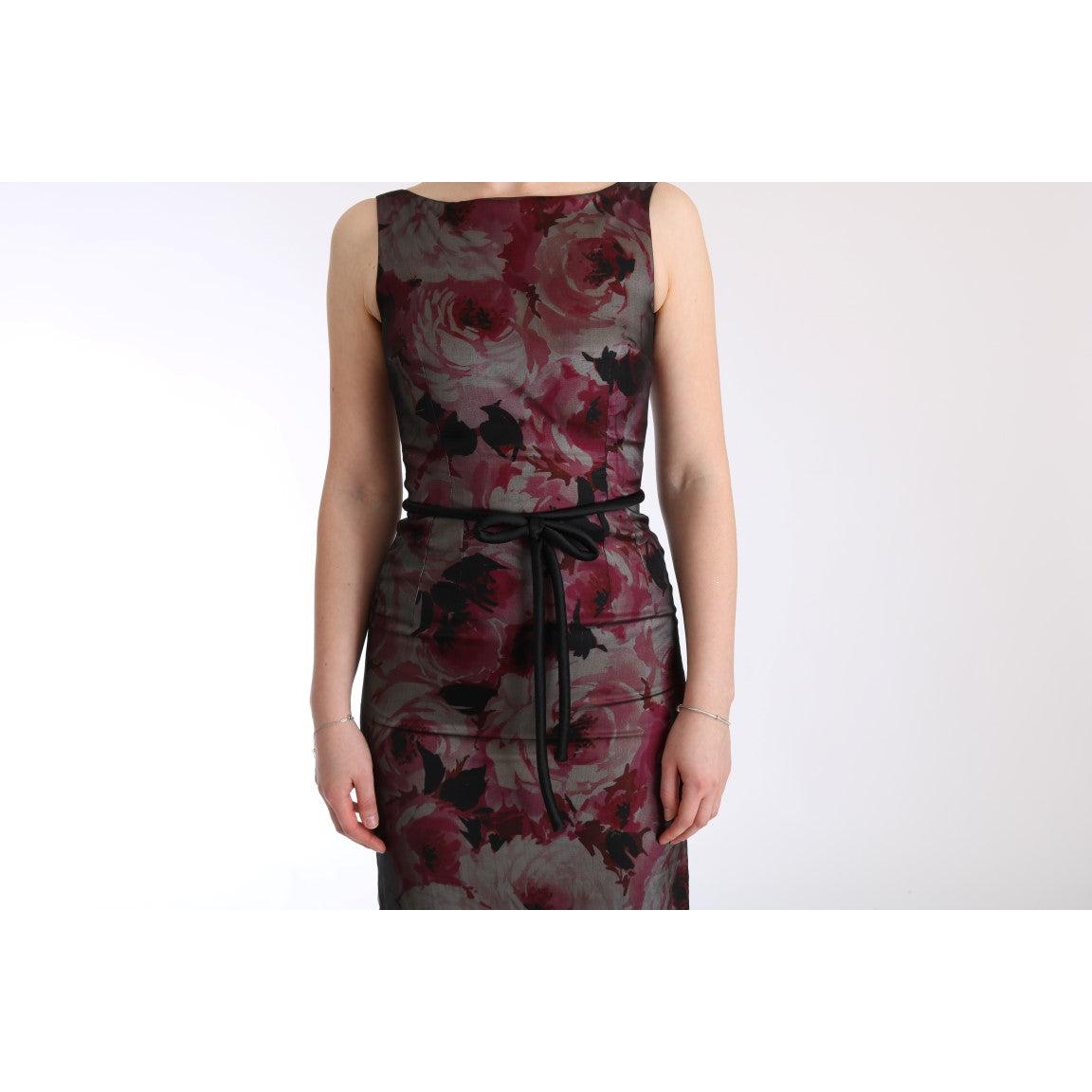 Roses Silk Stretch Sheath Long Dress - coffeewithmee2