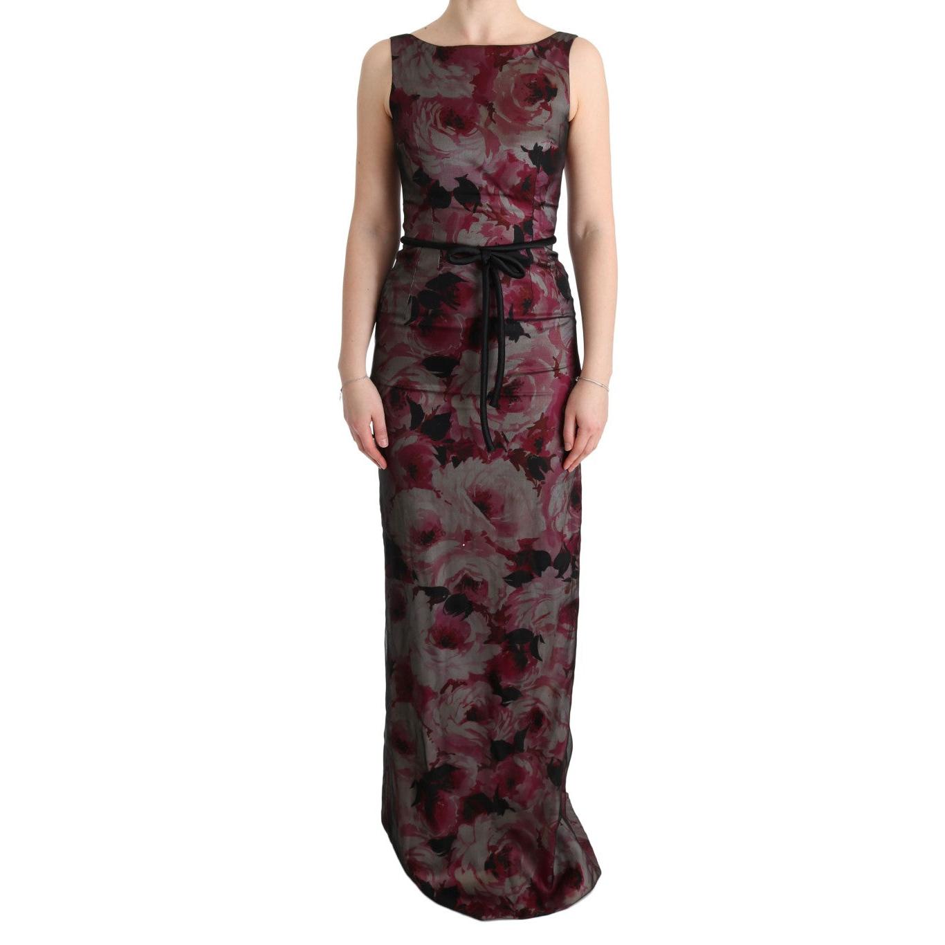 Roses Silk Stretch Sheath Long Dress - coffeewithmee2