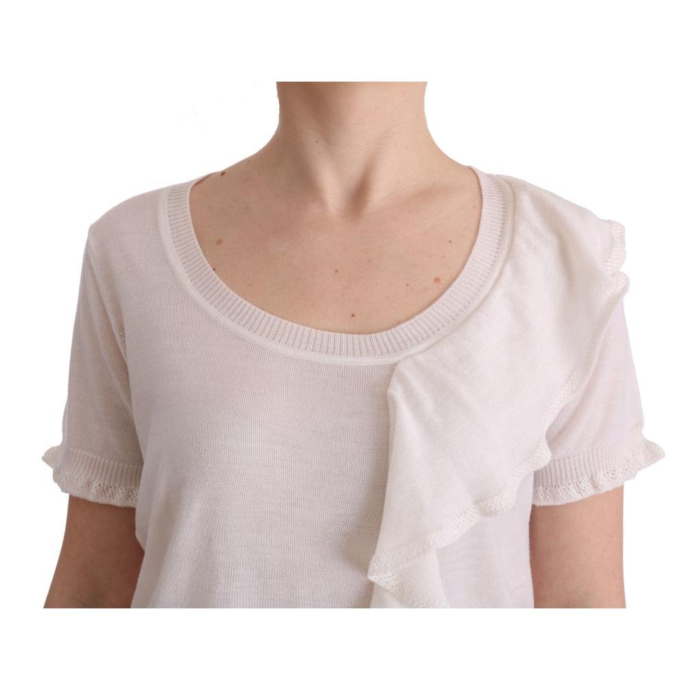 White 100% Lana Wool Top Blouse T-shirt - coffeewithmee2