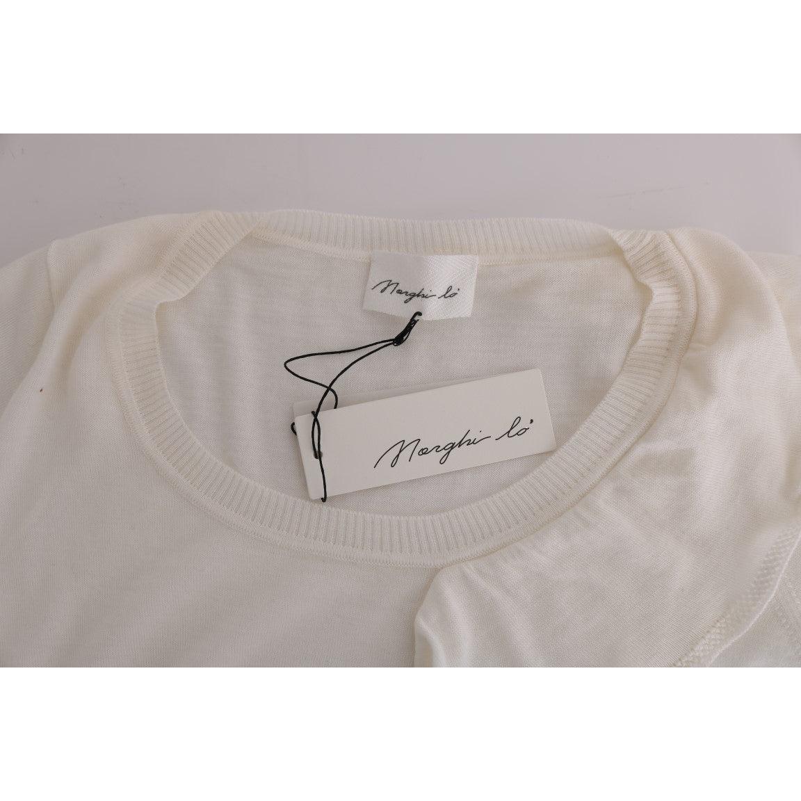 White 100% Lana Wool Top Blouse T-shirt - coffeewithmee2