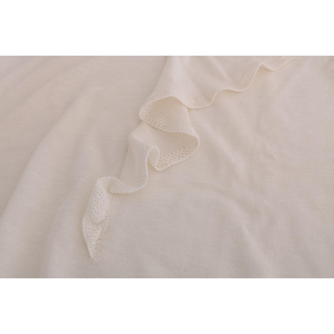 White 100% Lana Wool Top Blouse T-shirt - coffeewithmee2