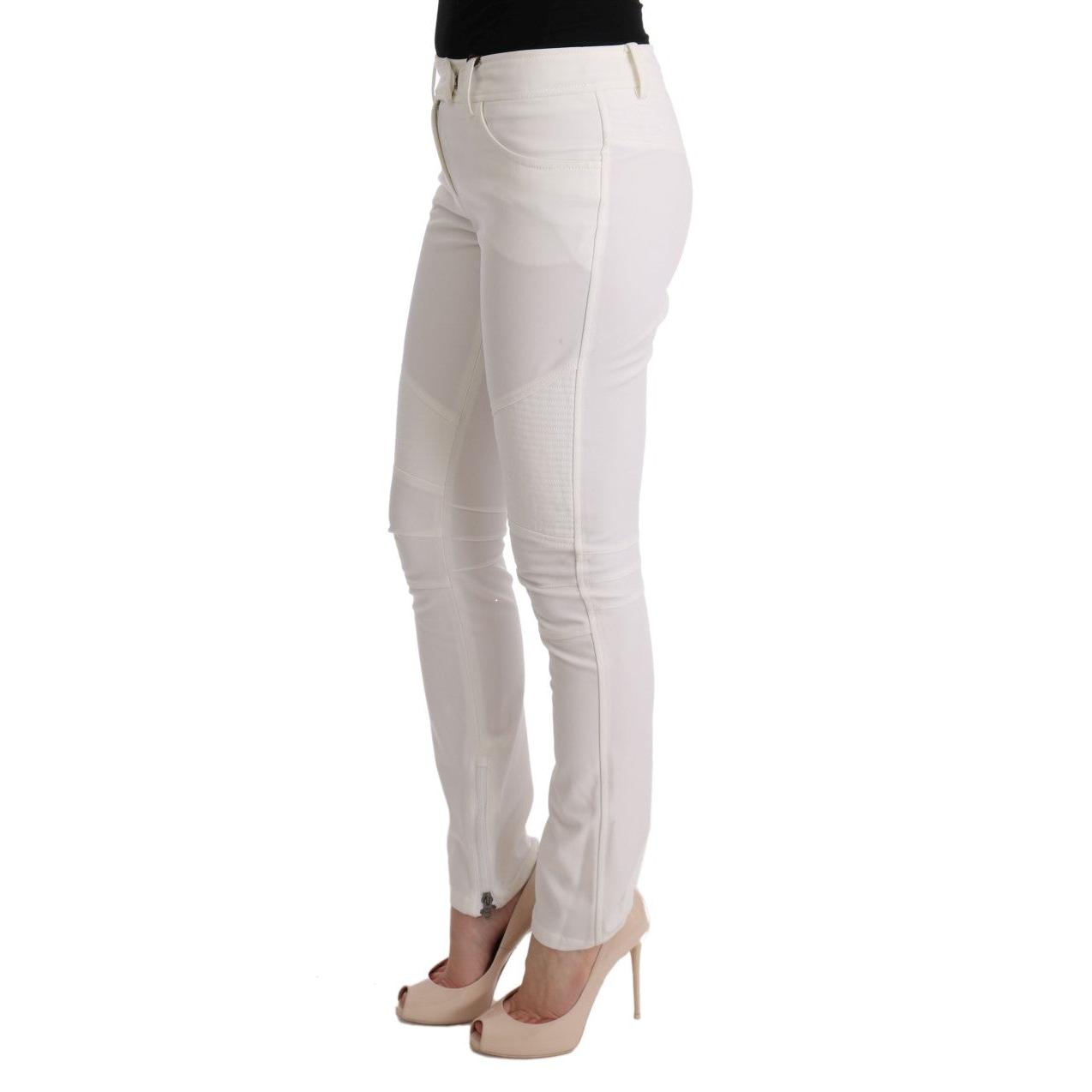 White Cotton Slim Fit Casual Pants - coffeewithmee2