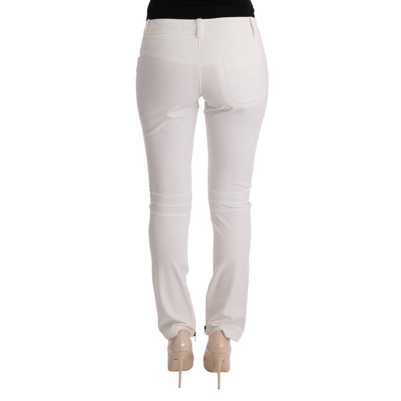 White Cotton Slim Fit Casual Pants - coffeewithmee2