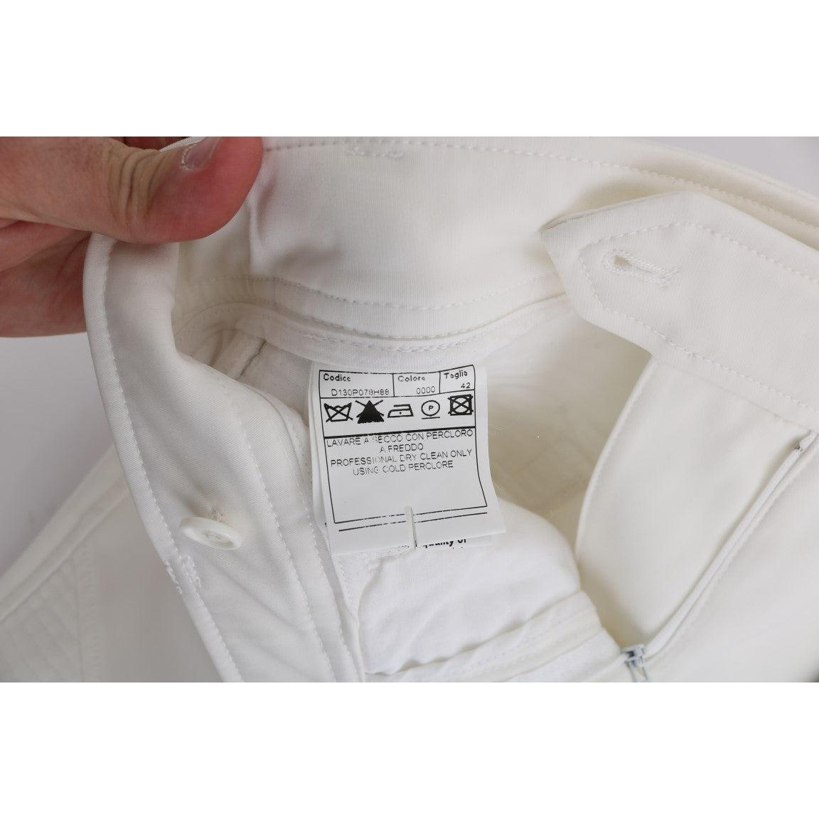 White Cotton Slim Fit Casual Pants - coffeewithmee2