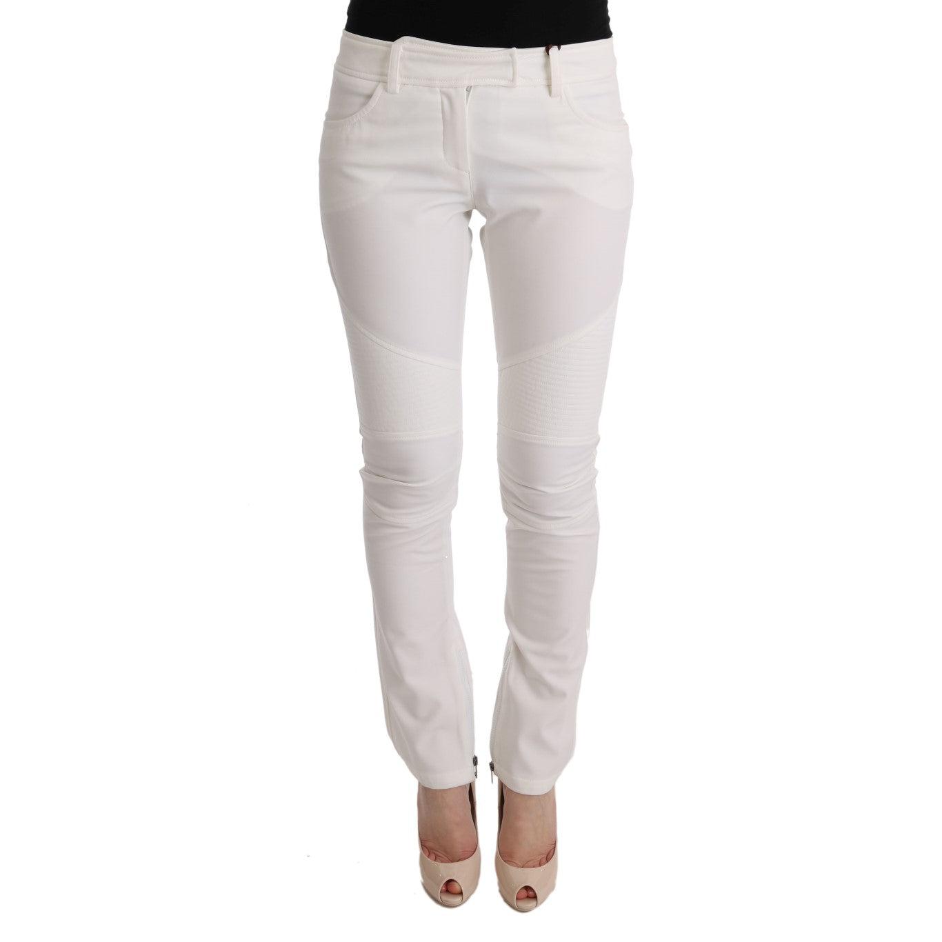 White Cotton Slim Fit Casual Pants - coffeewithmee2