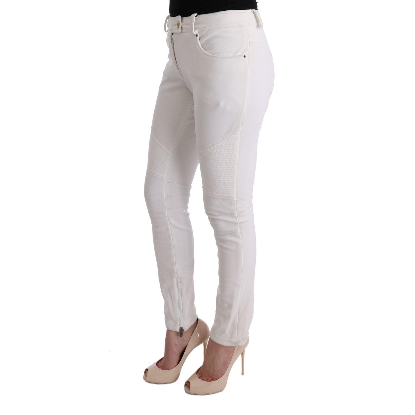 White Cotton Slim Fit Casual Pants - coffeewithmee2