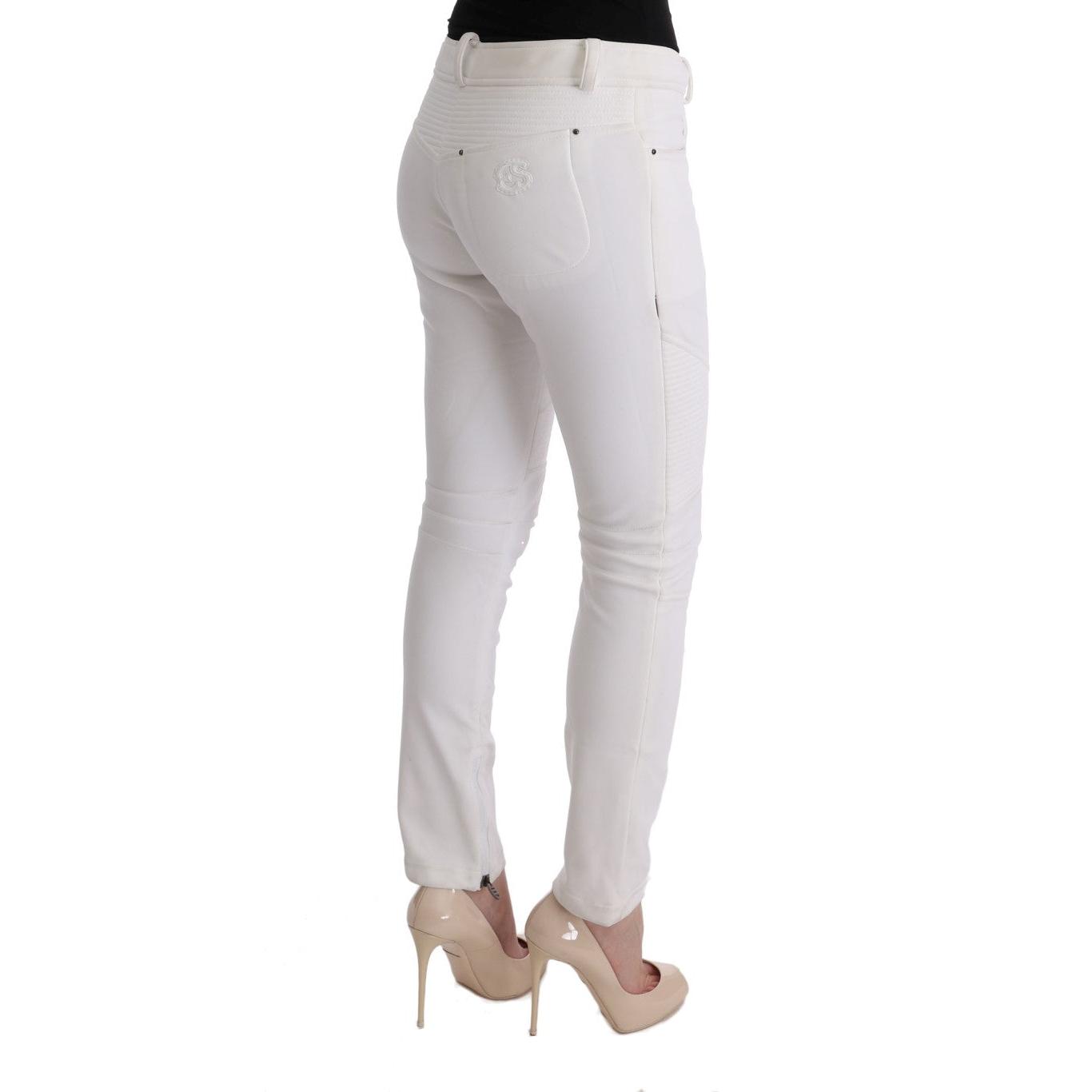 White Cotton Slim Fit Casual Pants - coffeewithmee2