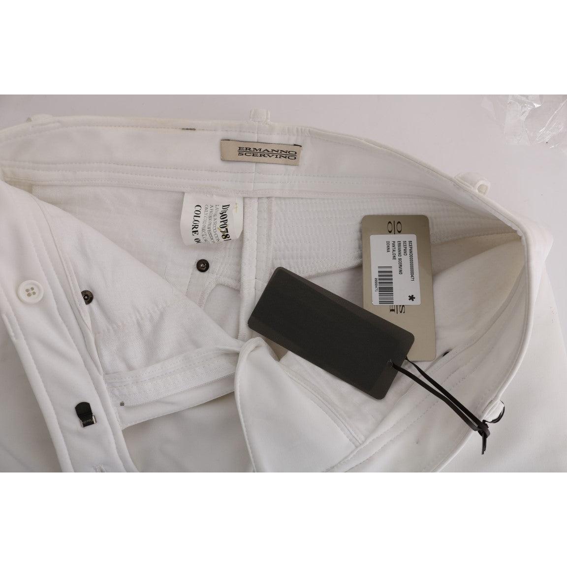 White Cotton Slim Fit Casual Pants - coffeewithmee2
