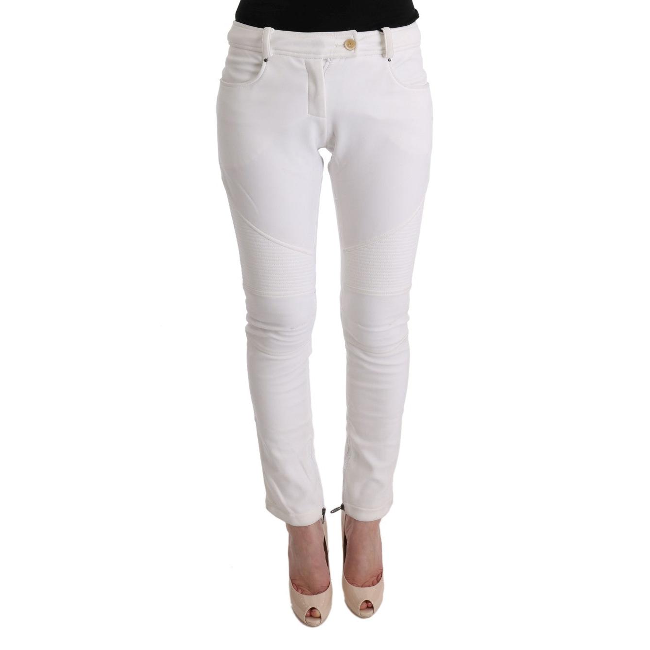 White Cotton Slim Fit Casual Pants - coffeewithmee2