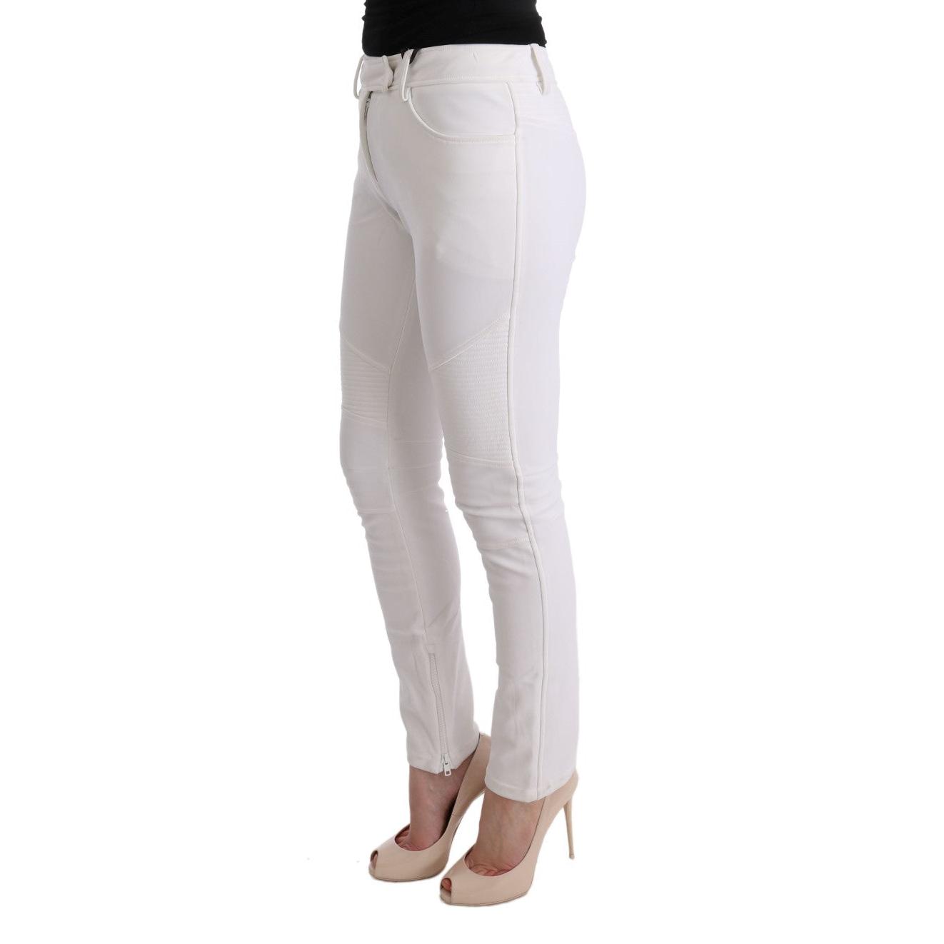 White Cotton Slim Fit Casual Pants - coffeewithmee2