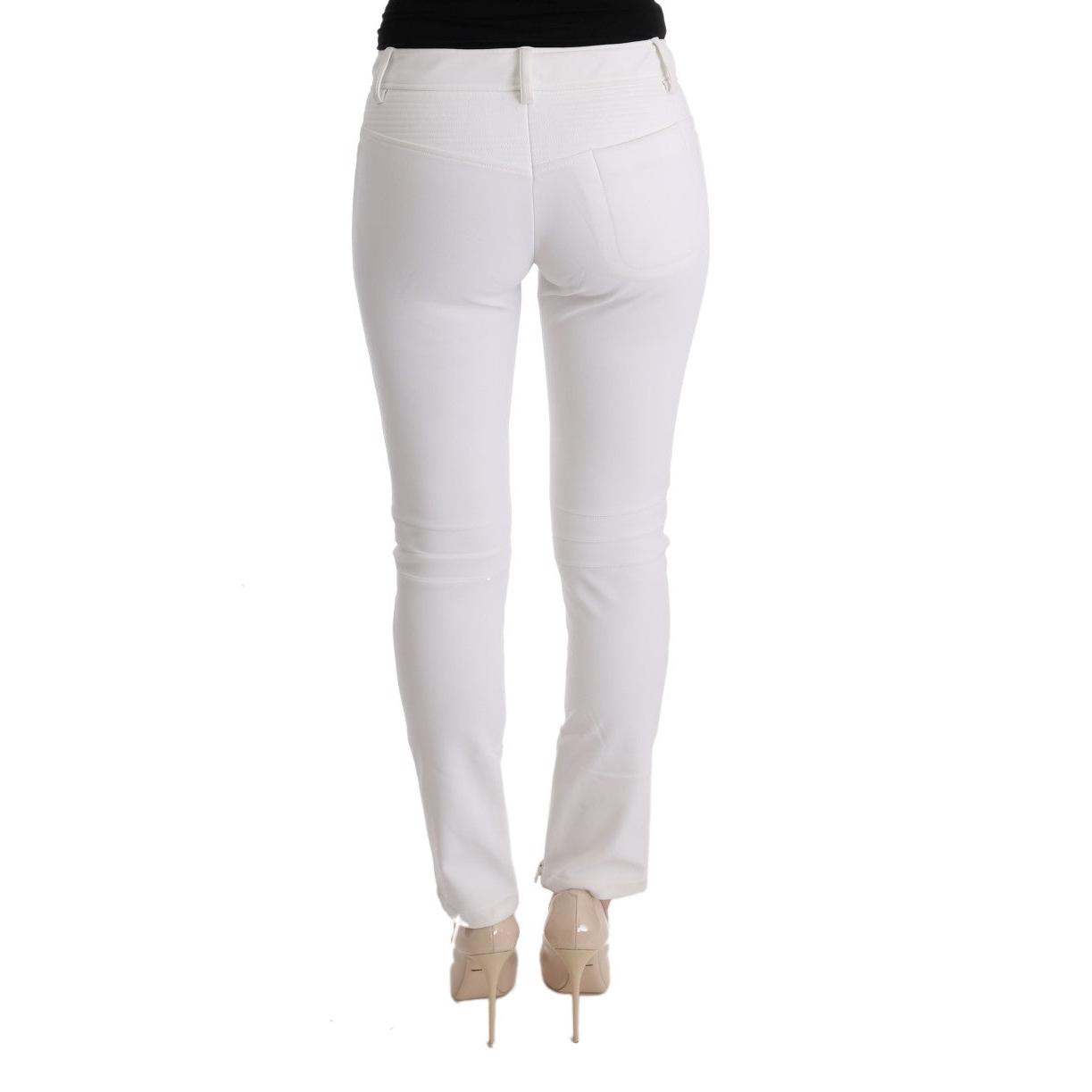 White Cotton Slim Fit Casual Pants - coffeewithmee2