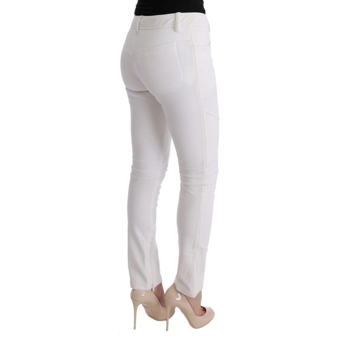 White Cotton Slim Fit Casual Pants - coffeewithmee2