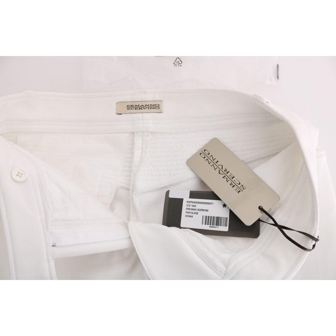 White Cotton Slim Fit Casual Pants - coffeewithmee2