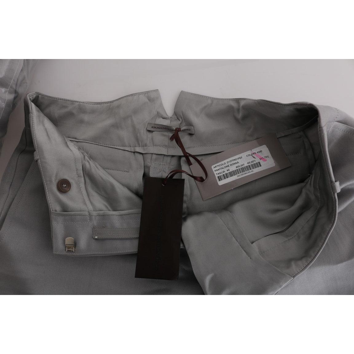 Gray Silk Cropped Casual Pants - coffeewithmee2