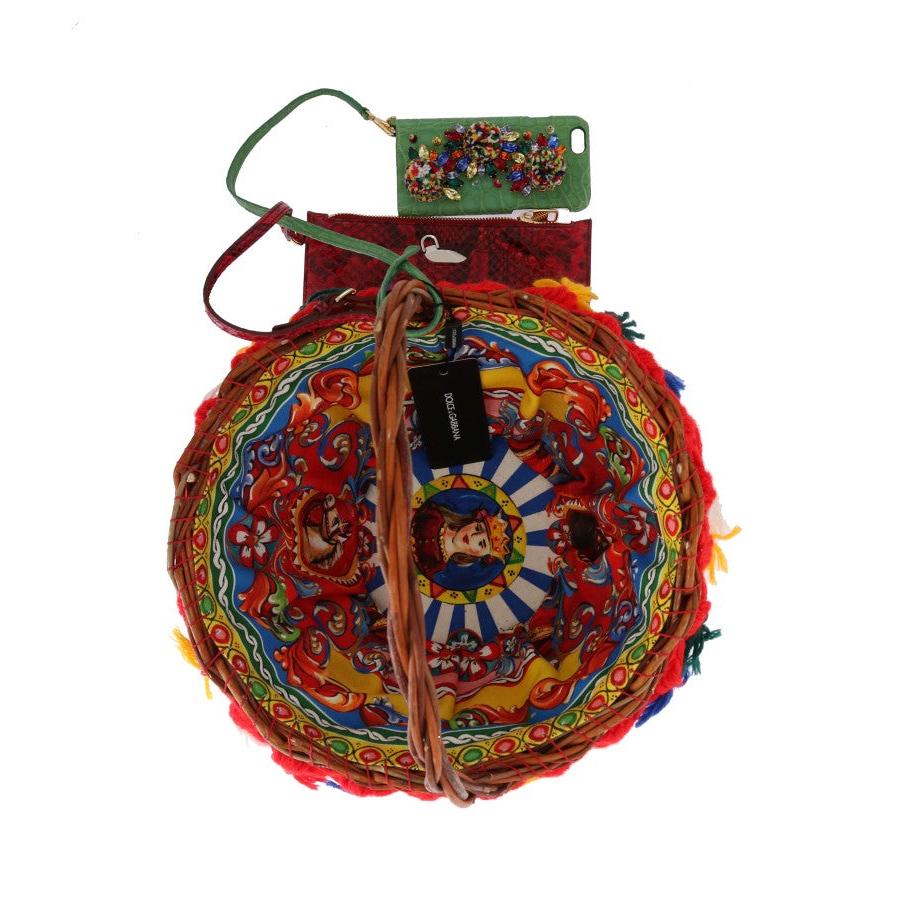 Multicolor AGNESE Straw Crystal Pom Pom Bag - coffeewithmee2