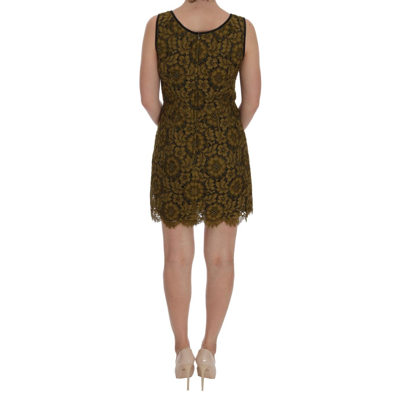 Yellow Floral Lace Short Mini Shift Dress - coffeewithmee2