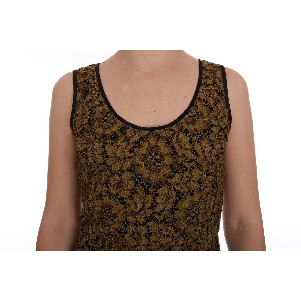 Yellow Floral Lace Short Mini Shift Dress - coffeewithmee2