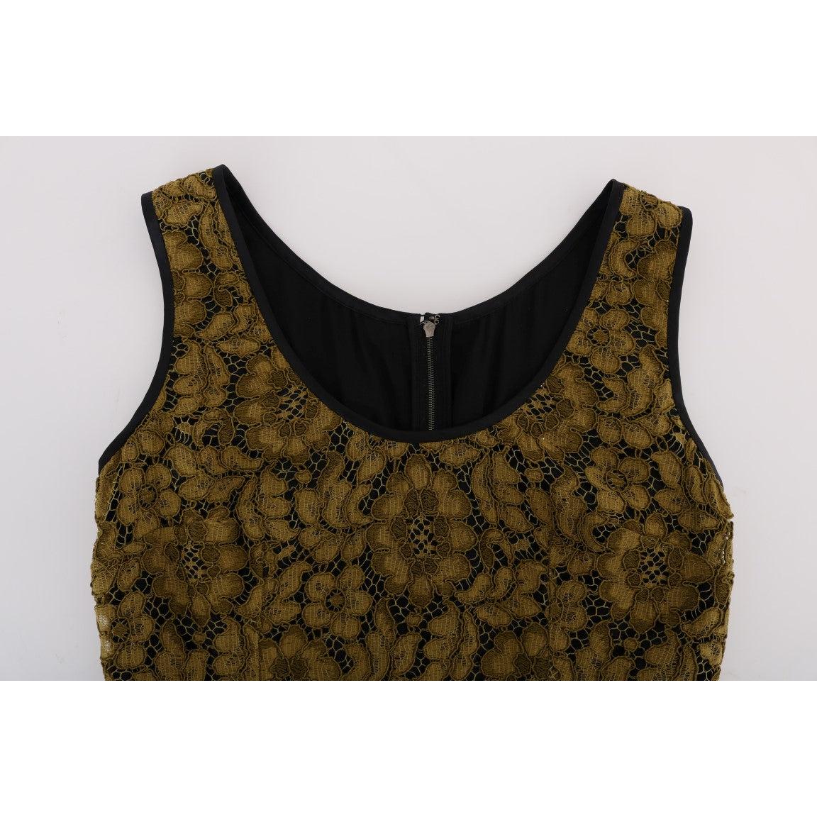 Yellow Floral Lace Short Mini Shift Dress - coffeewithmee2