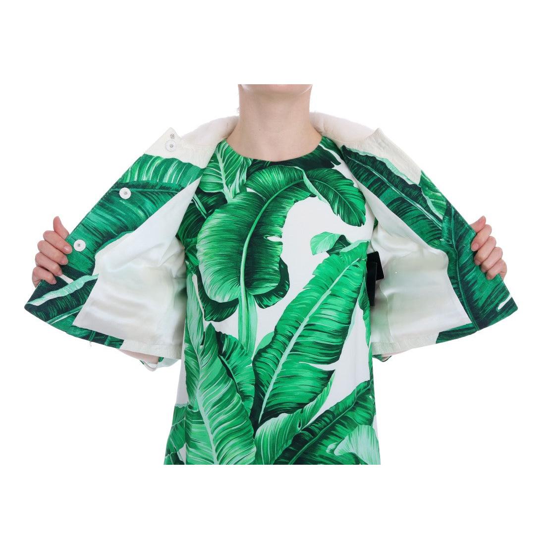 White Brocade Banana Leaf Fur Bolero Jacket - coffeewithmee2