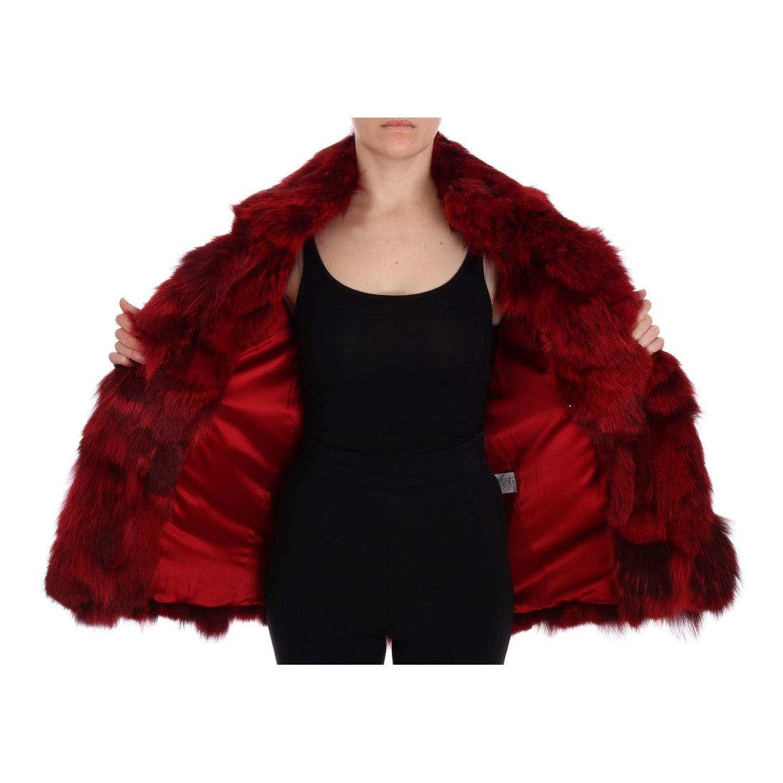 Red Coyote Fur Sleeveless Coat Jacket - coffeewithmee2