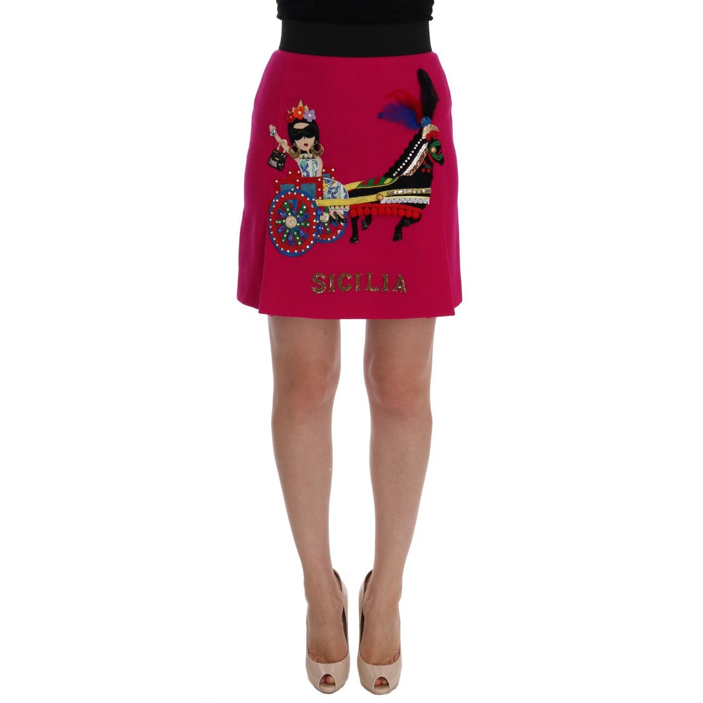 Pink Carretto Crystal Wool Skirt - coffeewithmee2