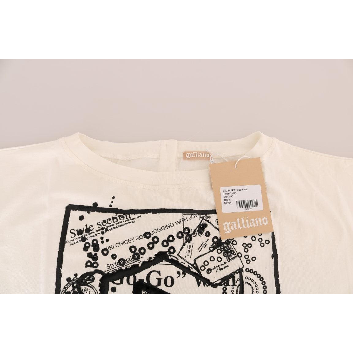 White Cotton Stretch Motive Print T-Shirt - coffeewithmee2