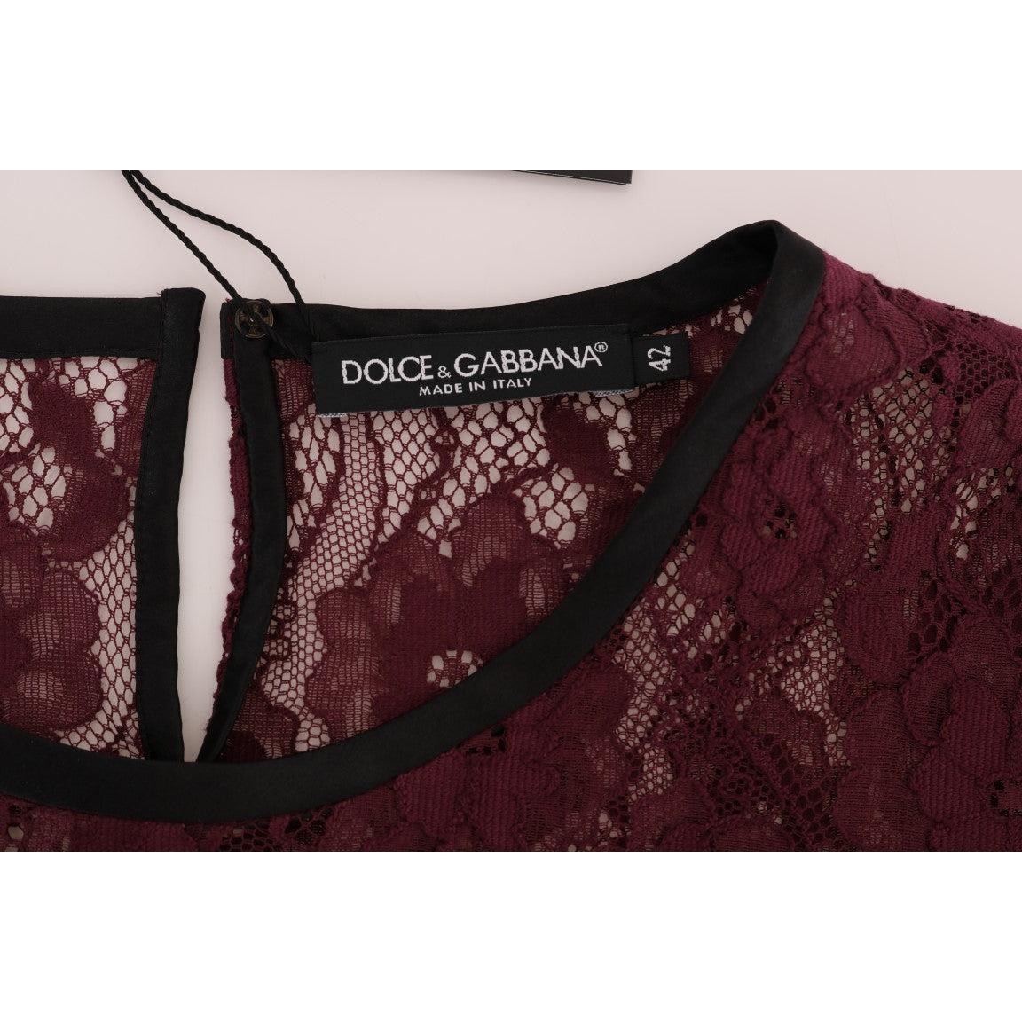 Purple Floral Lace Blouse Top