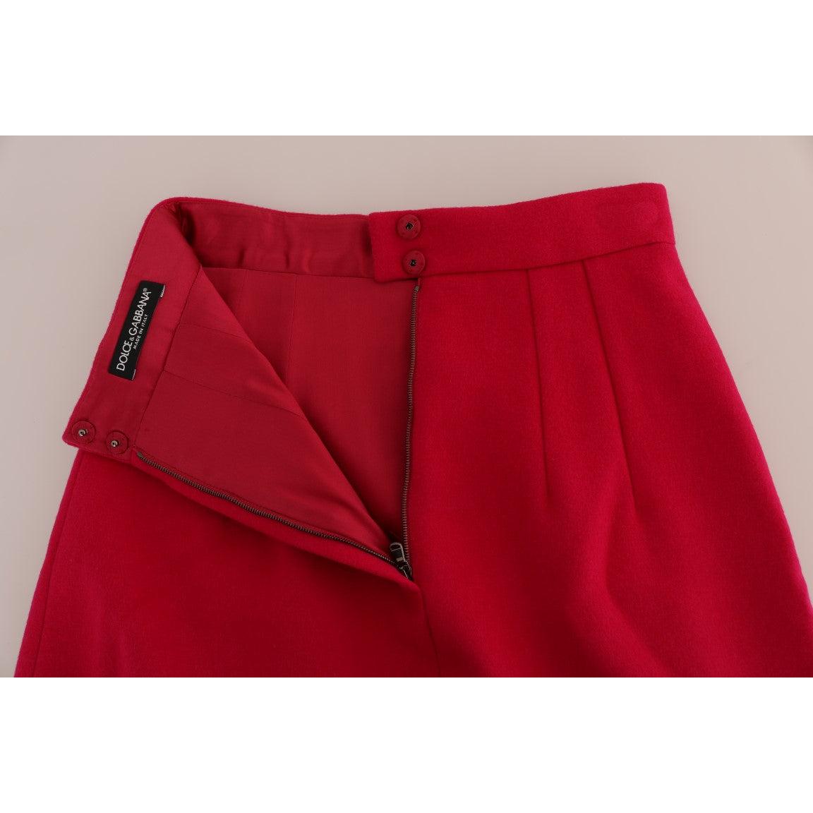 Pink Wool Knee Long A-Line Skirt