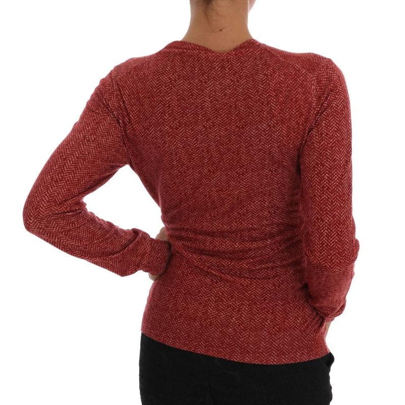 Red Wool Top Cardigan Sweater
